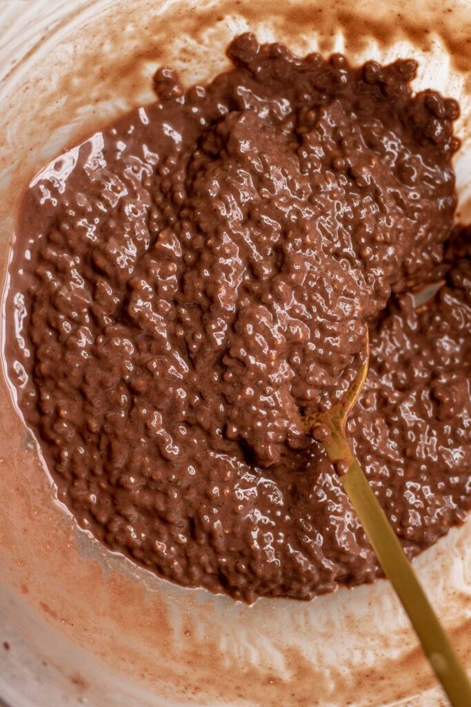 The chia pudding after it has thickened into a pudding consistency.