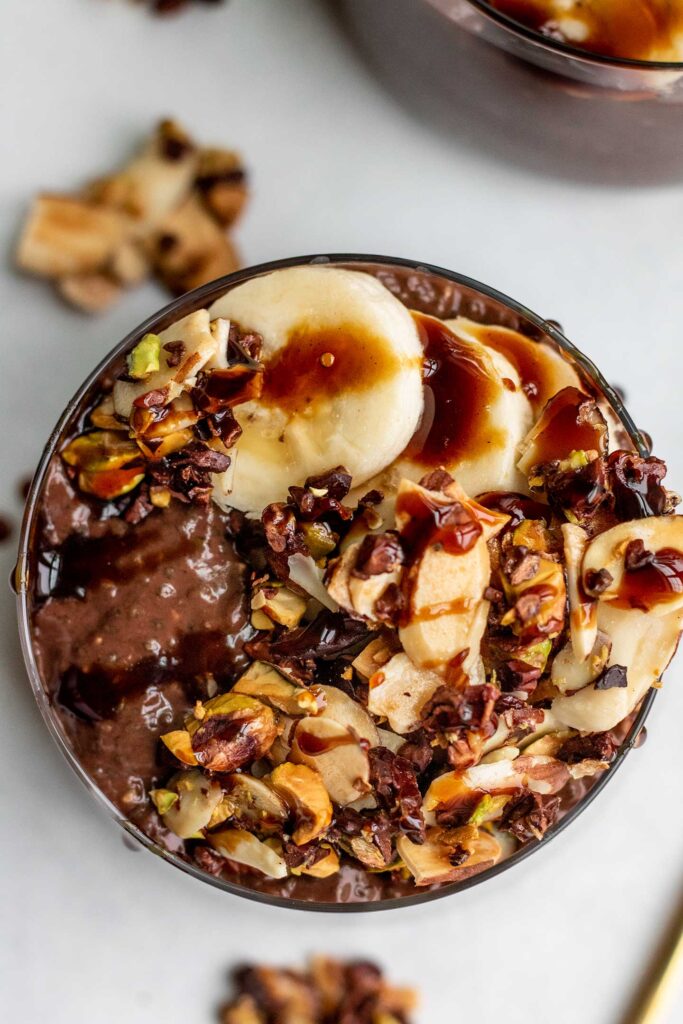 Close up of the nut granola topping.