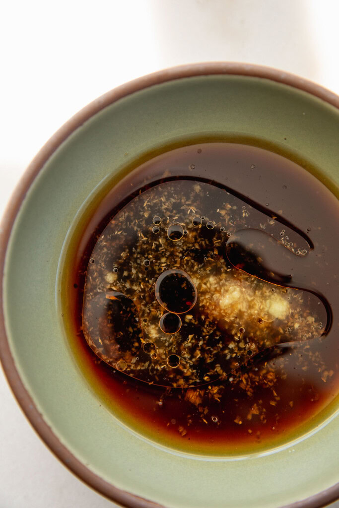 Sesame hoisin sauce ingredients in a bowl.