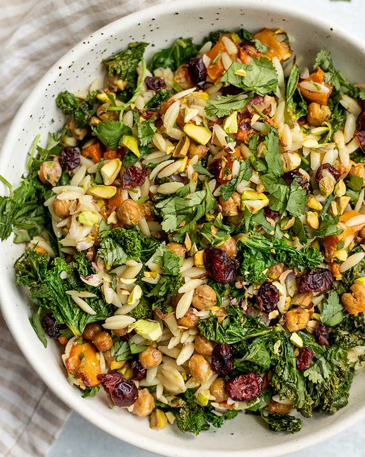 Kale Orzo Salad with Maple Lime Vinaigrette