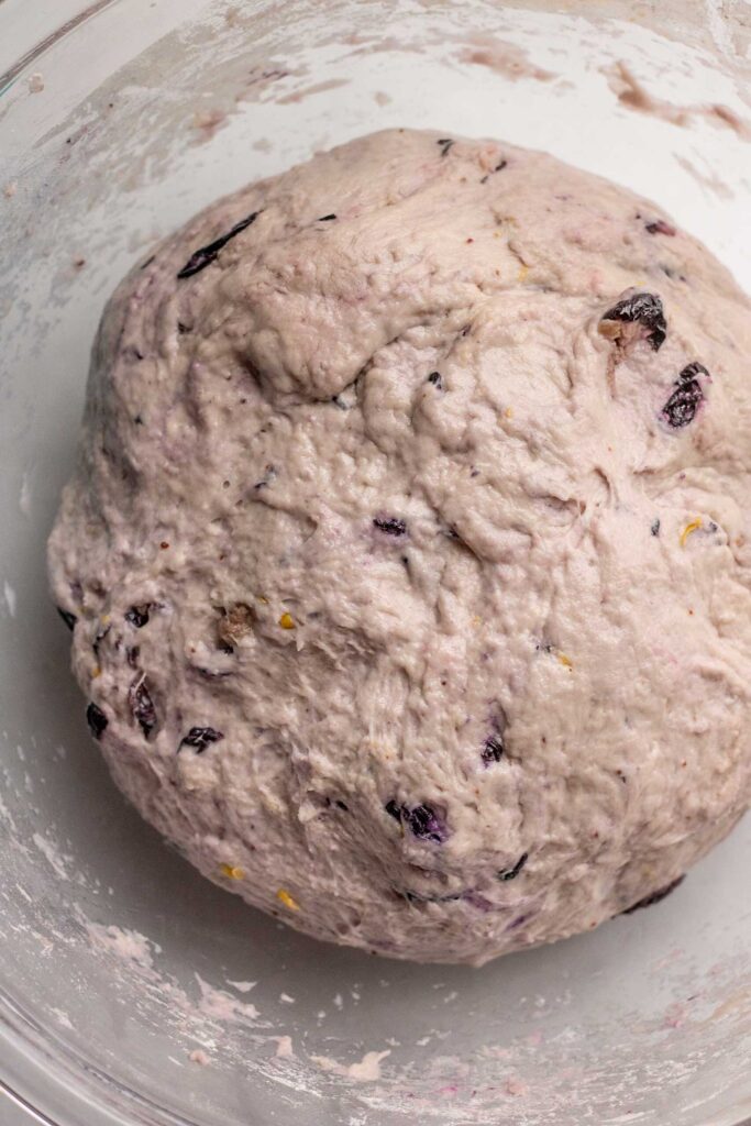 Dough after kneading for 10 minutes.